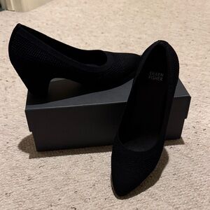 Eileen Fisher Weave Black Heels
